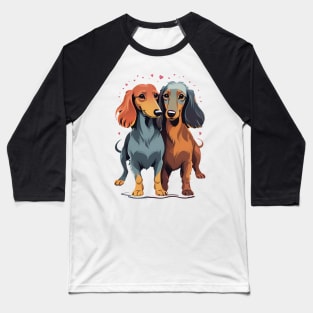 Long Haired Dachshund Love Valentine Dayes Baseball T-Shirt